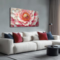 Pink & White Peony Floral Canvas Wall Art with Gold Accents, Abstract Flower Pictures for Living Room Bedroom Wall Decor, Horizontal Printed Painting Artwork Home Decorations, Size 48x24 Inches