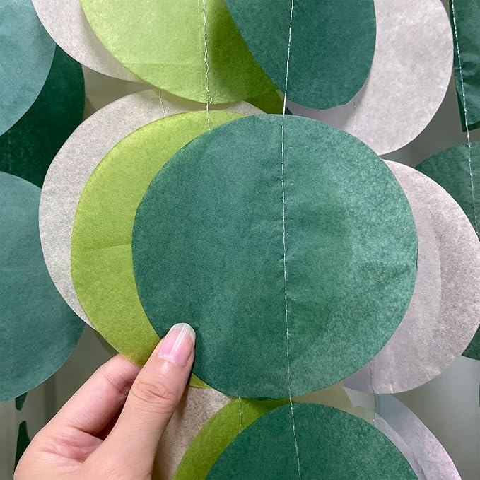 205 Ft Sage Green Party Decorations Oilve Green and Beige Circle Dot Backdrop Garland Tissue Paper Polka Dots Hanging Streamer for Baby Shower Birthday Wedding Engagement Bachelorette Party Supplies