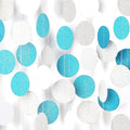 Teal-Turquoise White-Silver Party-Decorations Garland Streamers - 52Ft Woman Girl Frozen Birthday Paper Banner,Graduation Wedding Bachelorette Engagement Bridal Baby Shower Backdrop Decor Panduola