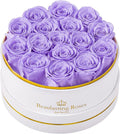 Preserved Roses Forever Flowers Real Roses in a Box Mother's Day Birthday Flowers for Her Mom Women Wife Valentine's Day, 16 Light Purple Roses