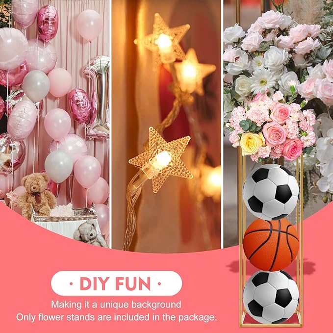 10Pcs Gold Wedding Flower Stands, Metal Column Flower Holder Gold Flower Centerpieces Stands Wedding Metal Centerpieces Rectangular Vase for Wedding Decorations Party Event (10Pcs 31.4in)