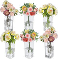 Asking 6 Pack Tall Square Acrylic Flower Vase, Clear Plastic Centerpiece Vases for Table, 4" x 4" x 9"
