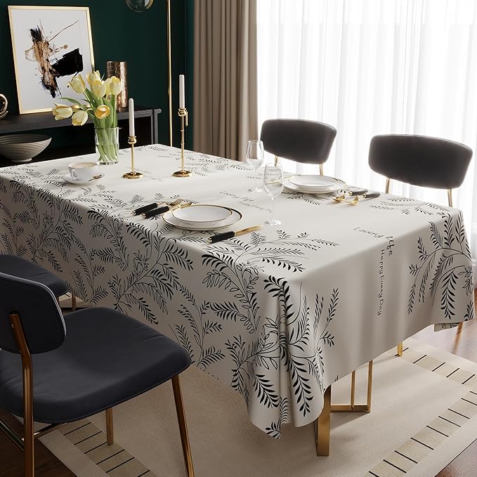 Rectangle Table Cloth,100% Waterproof Tablecloth OilProof SpillProof Vinyl Table Cloth, Wipe Clean Plastic Table Cover for Dining, Camping, Indoor and Outdoor 54" x 84",Midnight Foliage