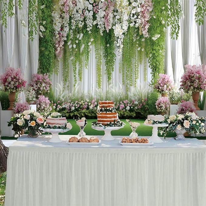 Baocicco Flowers Wedding Backdrops 8x6.5ft Green White Pink Floral Engagement Background Bridal Shower Backdrop Proposal Wedding Party Decoration Backdrop Valentines Day Banner Supplies