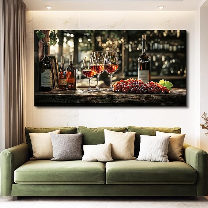 hyidecorart Dining Room Wall Art Still Life Goblet Prints Painting Wine Glass Canvas Wall Pictures Kitchen Art Wall Decor Landscape Poster Pub Living Room Office Artwork Modern Home Decoration 30x60