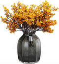 10pcs Babys Breath Artificial Flowers With Vase Gypsophila Bouquet Bulk Fake Spring Silk Flowers Real Touch Faux Floral for Home Kitchen Garden Wedding Christmas Decor (Yellow Orange With Vase)