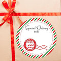Christmas Gifts Tags Stickers from Santa, 30 Pcs North Pole Christmas Name Tags for Gifts, 2.5x2.5 Inch Holiday Presents Sticker Labels, Festive Chrismas Name Tag for Gift Wrapping Bags-D09