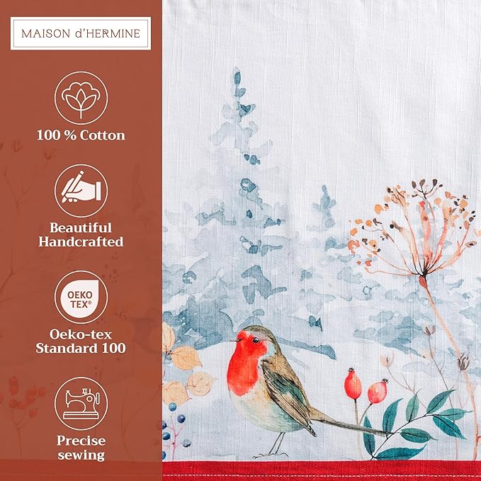 Maison d' Hermine Placemats Set of 4 100% Cotton Washable Cloth Place Mats, Reusable Table Mats for Thanksgiving Christmas Decorations Kitchen Dining Party Wedding Restaurant (Morzine, 13" x 19")