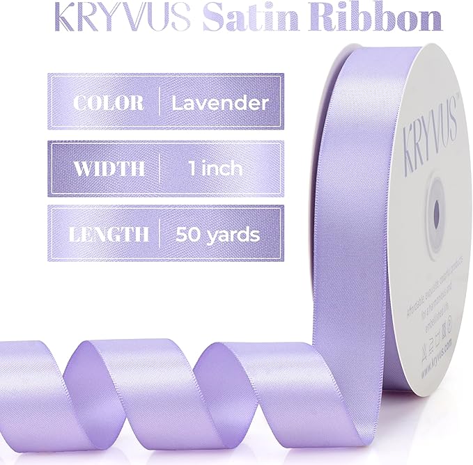 Premium Double Faced Satin Polyester Ribbon, 1 Inch X 50 Yards, Lavender, Perfect for Gift Wrapping, Crafts, Wedding Decor