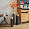 Floor Vases, Tall Home Decor Metal Vase Set of 3 Large Glazed Decorative Vases for Wedding Decor, Elegant Modern Flower Holder for Living Room, Entryway, Hallway, Dining Room