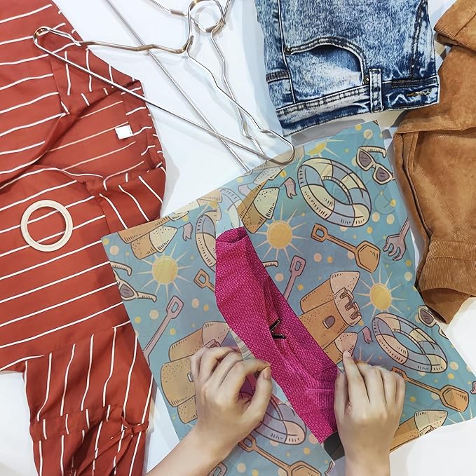 Pro Supply Global Beach Fun Printed Tissue Paper for Gift Bags or Boxes and Wrapping - Summer Bulk Decorative Art Tissue Paper for Packaging and Gifting | 24 Sheets 20" x 30"