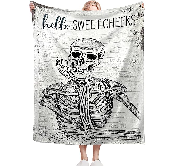 Funny Skull Throw Blanket - Skeleton Gifts & Decor, Soft Warm Cozy Fleece Blanket for Boys, Men, Girls, Women, Kids, Adults - 60"x50"