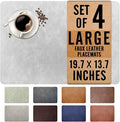 UnivoColors Washed Cowhide Pattern Faux Leather Big Size Placemats Set of 4, Waterproof Easy to Clean Anti-Slip PU Table Mats for Party Decoration19.7″×13.6″,Light Grey Retro Cowhide Pattern