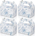 Dunzoom 24 Pack Blue Floral Paper Gift Boxes Party Favor Gift Gable Boxes with Chinoiserie Floral Printed Candy Treat Box for Wedding Birthday Tea Bridal Shower Party