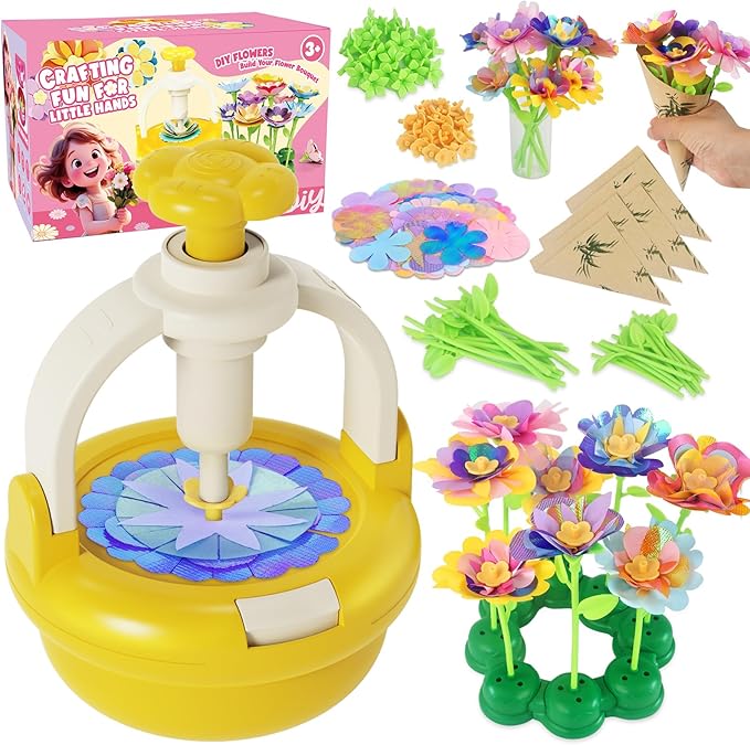 Einailvk Kids Craft Kits, Arts and Crafts for Kid 4-6, Fabric Flower Bouquets Toys, DIY Flower Making Kit for Kids 4 5 6 7 8 9 10 11 12 Year Old Girl Birthday Christmas Gift