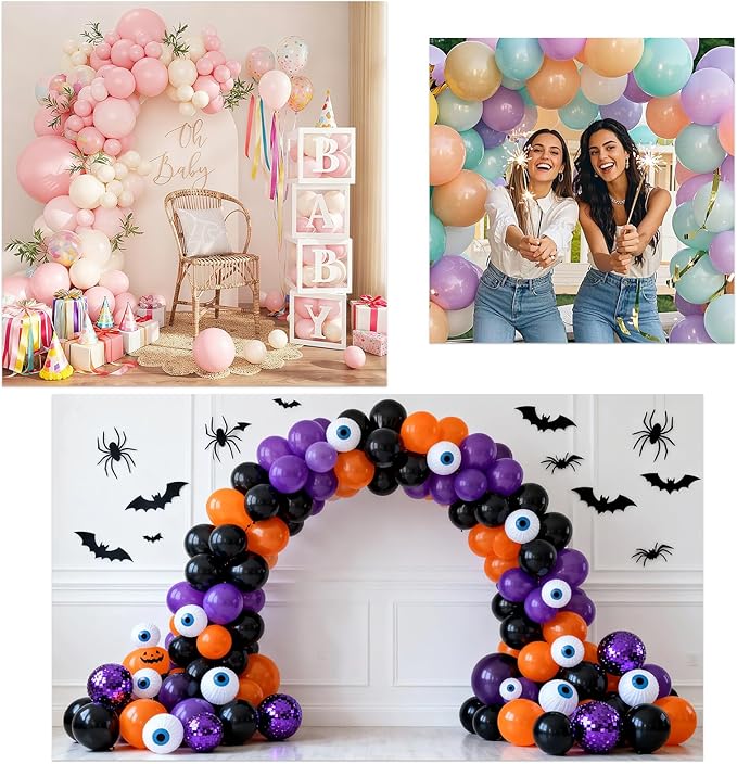 Balloon Arch Stand Kit 9ft &5.6ft,Heavy Duty Base With Water Filling Bag,White Bendable Half Arch Balloon Arch for Birthdays Holiday Decorations And Other Indoor And Outdoor Parties No Balloons