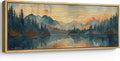 SIGNFORD Large Framed Canvas Print Wall Art Peaceful Lake and Forest Illustrations Modern Art Calm Warm for Living Room, Bedroom, Office - 60"x20"