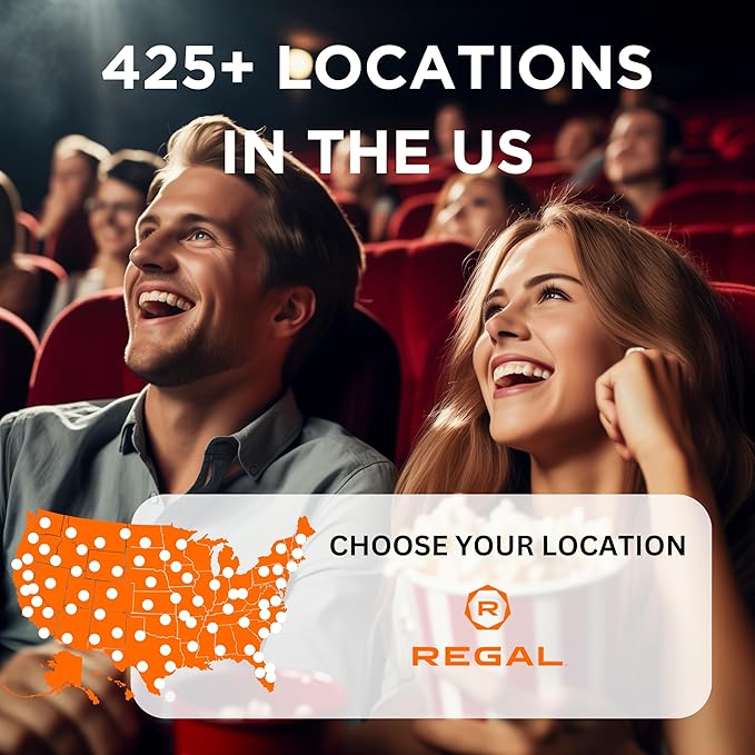 Wonderbox Regal Movie Gift Box, 4 Tickets & 4 Snack Packs Movie Night Experience for 2, Valid at 425 Locations
