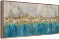Arjun Framed Abstract Wall Art for Living Room Gold Blue Textured Canvas Art Wall Decor Bedroom Painting, Modern Picture Grey Mountain Artwork Home Office Wall Decoration, Large 40"x20"