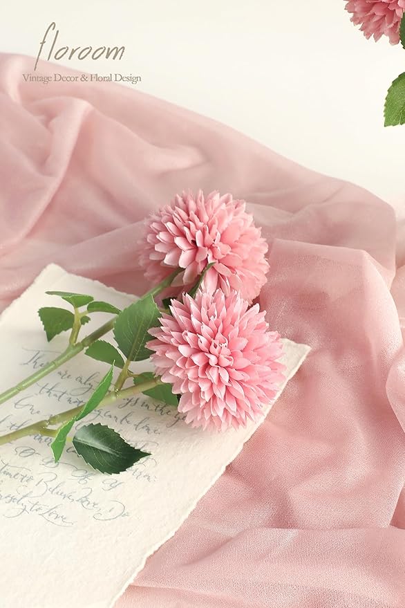 Floroom 12pcs Dusty Rose Faux Silk Mums Artificial Flowers Bulk Fake Chrysanthemums with Stems for DIY Wedding Table Centerpieces Floral Arrangements Vase Fillers Home Decorations