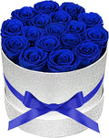 17 Blue Flowers in Glitter Box, Birthday Gifts for Women, Preserved Flowers, Mothers Day Roses Gift for Mom