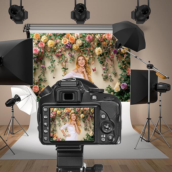 Baocicco 10x6.5ft Flowers Wall Photography Background Butterfly Spring Floral Botanical Banner Backdrop Vintage Wedding Birthday Backdrop Decorations Girls Party Table Cake Decoration Photo Props