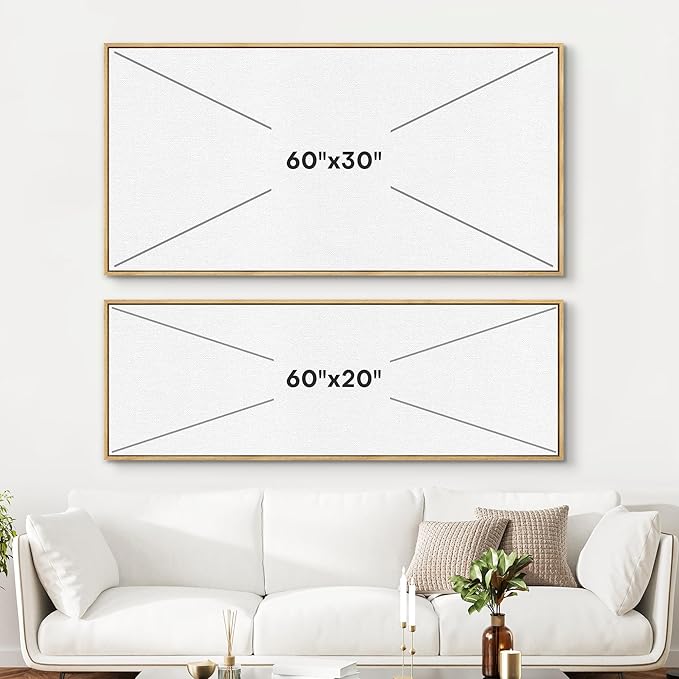 SIGNFORD Large Framed Canvas Print Wall Art Peaceful Lake and Forest Illustrations Modern Art Calm Warm for Living Room, Bedroom, Office - 60"x20"