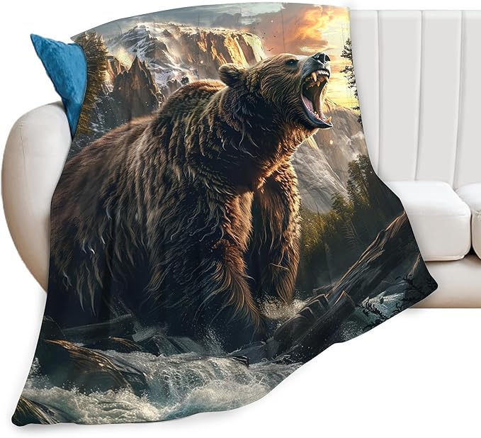 Bear Blanket and Gifts - Cabin Decor Throw for Girls, Boys, Men, Women, Kids, Adults - Soft Warm Cozy Fleece for Couch, Sofa, Bed - 80"x60"