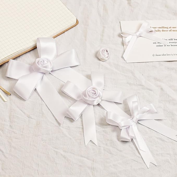 White Satin Ribbon, Double Faced 5/8 Inch X 50 Yards White Ribbon, Premium Satin Ribbon for Gift Wrapping, Crafts, Hair Bow Making, Sewing, Flower Bouquet, Wedding Party Decor
