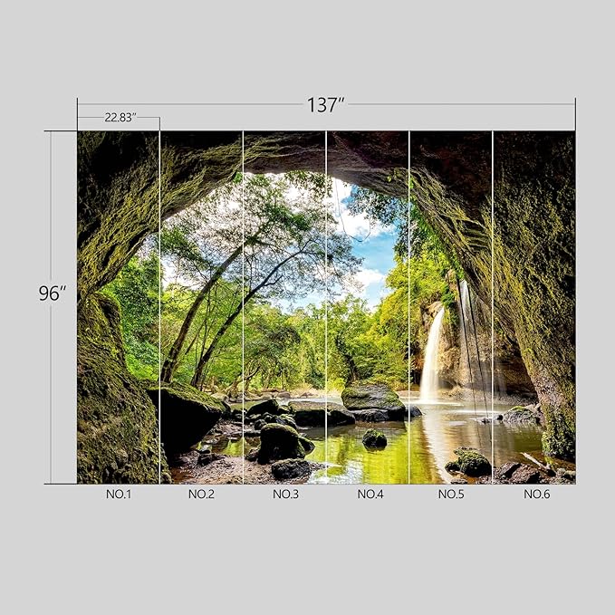 3D Space Cave Landscape Wallpaper Peel and Stick Wall Mural for Bedroom Living Room - 96"x137"