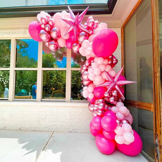 Pink Balloons 12 Inch Hot Pink Metallic Pink Balloons Baby Pink Confetti Latex Balloon Dark Magenta Pink Party Balloons for Bitrhday Valentine's Day Baby Shower Wedding Kit Princess Decorations