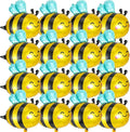 16 Pack Bee Balloons Smile Face Bee Foil Mylar Balloons For Baby Shower & Birthday Party & Bee Party Decorations Black Bee Honeycomb Theme Fall Balloon Arch Kit