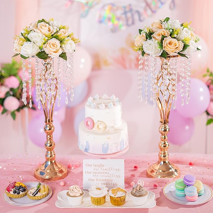 Flower Centerpieces for Wedding Tables: Wedding Table Decorations Peachy Champagne & White Flower Balls Centerpieces for Engagement Cerebration Party Center Pieces 10 Packs