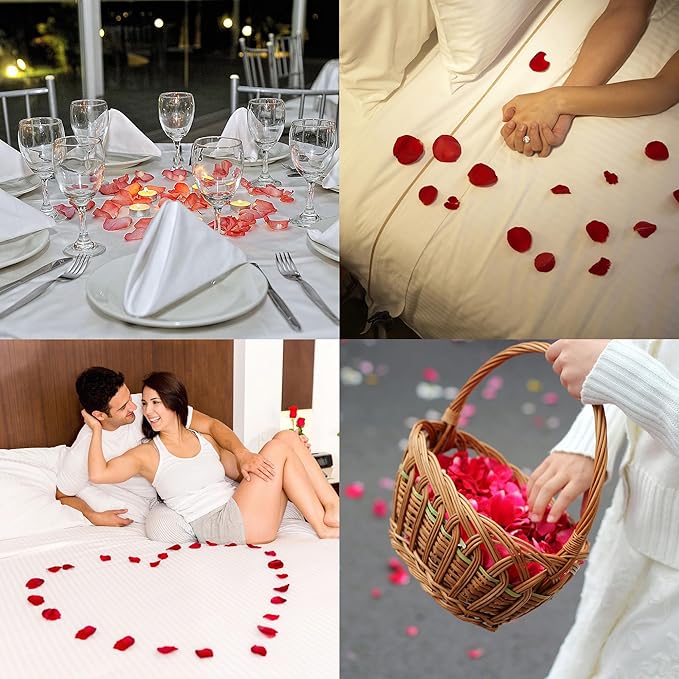 Separated 1000 PCS Artificial Pink Rose Petals for Romantic Night,Faux Hot Pink Flower Petals for Flower Girl Weddings Valentine Day Party Romantic Decoration(Ready-to-use)