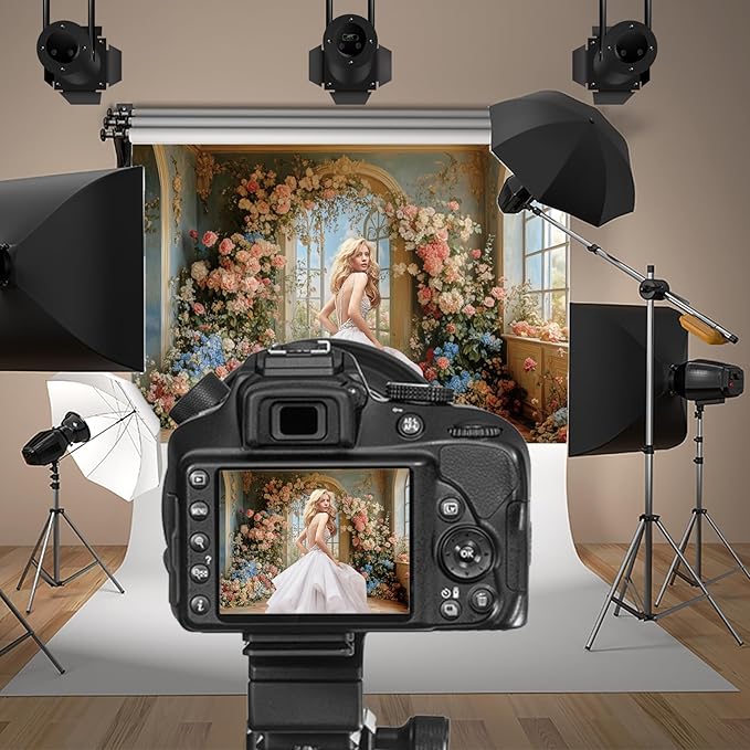 Baocicco 15x10ft Flower Wall Backdrop Photography European Style Oil Painting Floral Wedding Background Women Girls Lady Birthday Party Decorations Wedding Bridal Shower Banner Supplies Props Video