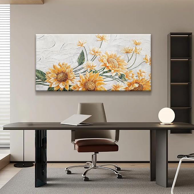 Suconvng Wall Art Living Room Sunflower Wall Art Modern Canvas Art Wall Decor Home Wall Decor Suitable Pictures For Bedroom Apartment Office Can Be Hung 24" X 48"