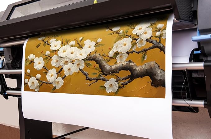 Plum Blossom Prints Wall Art for Living Room Yellow and White Wall Decor for Bedroom Big Canvas Wall Art for Office Size 29 x 58 Inch