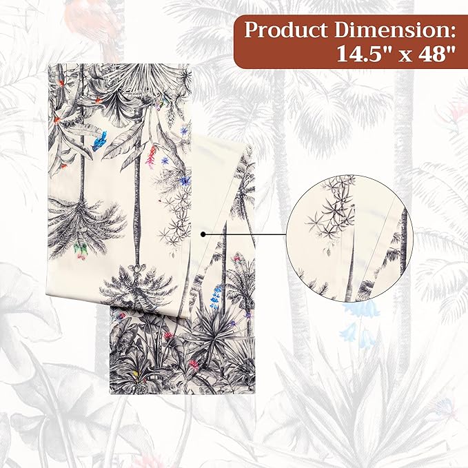 Maison d' Hermine Table Runner 100% Cotton Single Layer Table Runners 48 inches Long for Thanksgiving Christmas Decorations Home Kitchen Dining Party Wedding (Amazonia, 14.5" x 48")