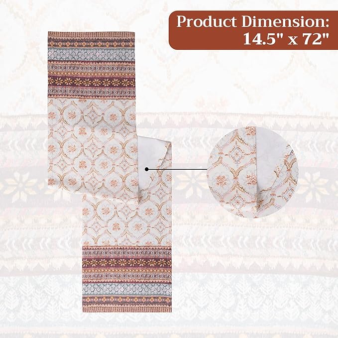 Maison d' Hermine Table Runner 100% Cotton Single Layer Table Runners 72 inches Long for Thanksgiving Christmas Decorations Home Kitchen Dining Party Wedding (Fair Isle, 14.5" x 72")
