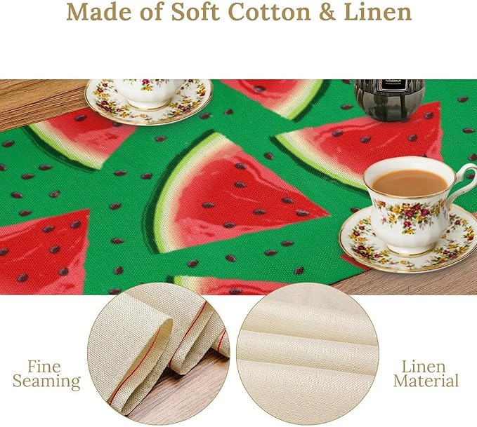 Watermelon Table Runner,Summer Fruit Tropical Birthday Party Decoration Dining Room Home Kitchen Table Decor 13 x 70In