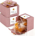 Linkidea 20 Pcs Pink Floral Folding Candy Gift Boxes 2.55" x 2.55" x 1.77" for Wedding Favors, Elegant Party Thank You Boxes with Tags