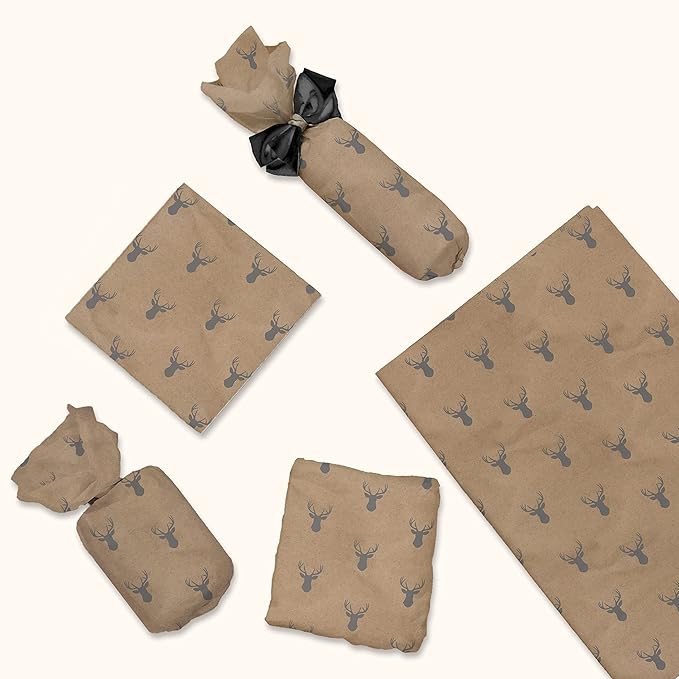 Deer Heads Printed Tissue Paper for Gift Bags or Boxes and Wrapping - Bulk Decorative Art Tissue Paper for Packaging and Gifting | 24 Sheets 20" x 30"