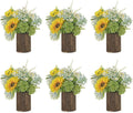 NUPTIO Wood Vases Rustic Centerpiece: 6 Pcs 5.1" Wooden Vase for Home Decor - Brown Small Vase for Wedding Table Living Room Shelf Decor
