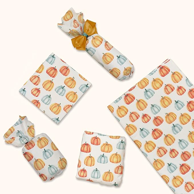 Fall Pumpkin Printed Tissue Paper Sheets for Gift Bags and Wrapping - Bulk Halloween Tissue - Decorative Art Paper for Packaging and Gifting | 24 Sheets 20" x 30"