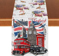 British Table Runner, Seasonal Vintage Floral England London Culture Element Coffee Table Center Decor for Home Kitchen Dining Patio Holiday Party Table Decorations 13x36 inches