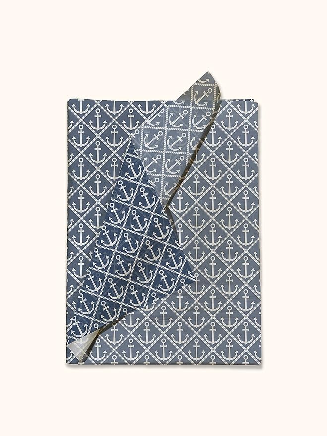 Nautical Anchors Printed Tissue Paper for Gift Bags or Boxes and Wrapping - Bulk Decorative Art Tissue Paper for Packaging and Gifting | 24 Sheets 20" x 30"