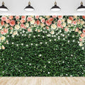 Sensfun Flower Wall Backdrop Spring Pink Rose Blossom Green Leaves Photography Background Floral Grass Birthday Baby Shower Miss to Mrs Wedding Bridal Shower Backdrops Portrait Photo Booth Props 7x5ft