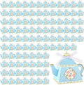 Jetec 100 Pcs Teapot Candy Box Floral Flower Tea Party Favor Gift Box Candy Boxes for Tea Garden Wedding Favors Bridal Showers Brunches Birthdays Decorations(Blue)