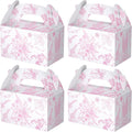 Dunzoom 24 Pack Pink Floral Paper Gift Boxes Party Favor Gift Gable Boxes with Chinoiserie Floral Printed Candy Treat Box for Wedding Birthday Tea Bridal Shower Party