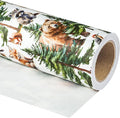 WRAPAHOLIC 30 Inch Kraft Christmas Wrapping Paper - 30 Inch x 33 Feet - White Wild Animal Winterfall Watercolor and Christmas Tree Wrapping Paper Perfect for Holiday, Party